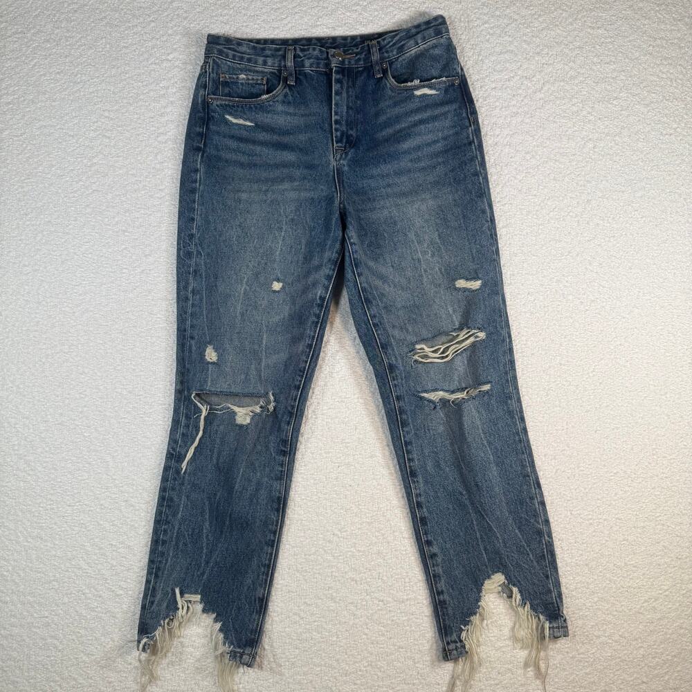 BlankNYC the madison crop med wash denim jeans womens sisze 28 girly
